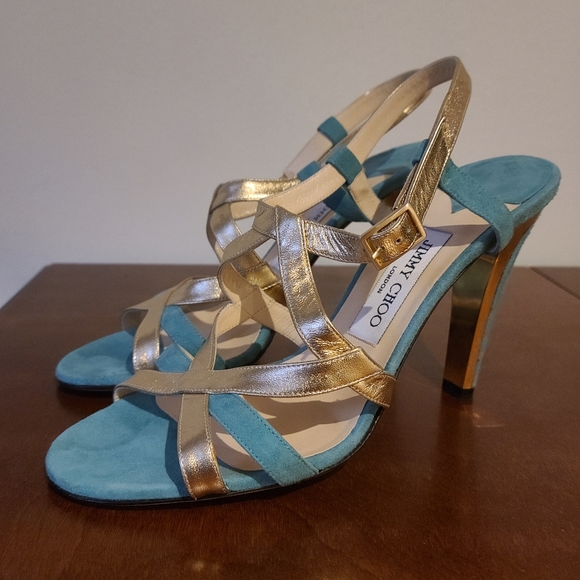 Jimmy Choo Blue and Gold Sandal sz39 - Picture 1 of 3
